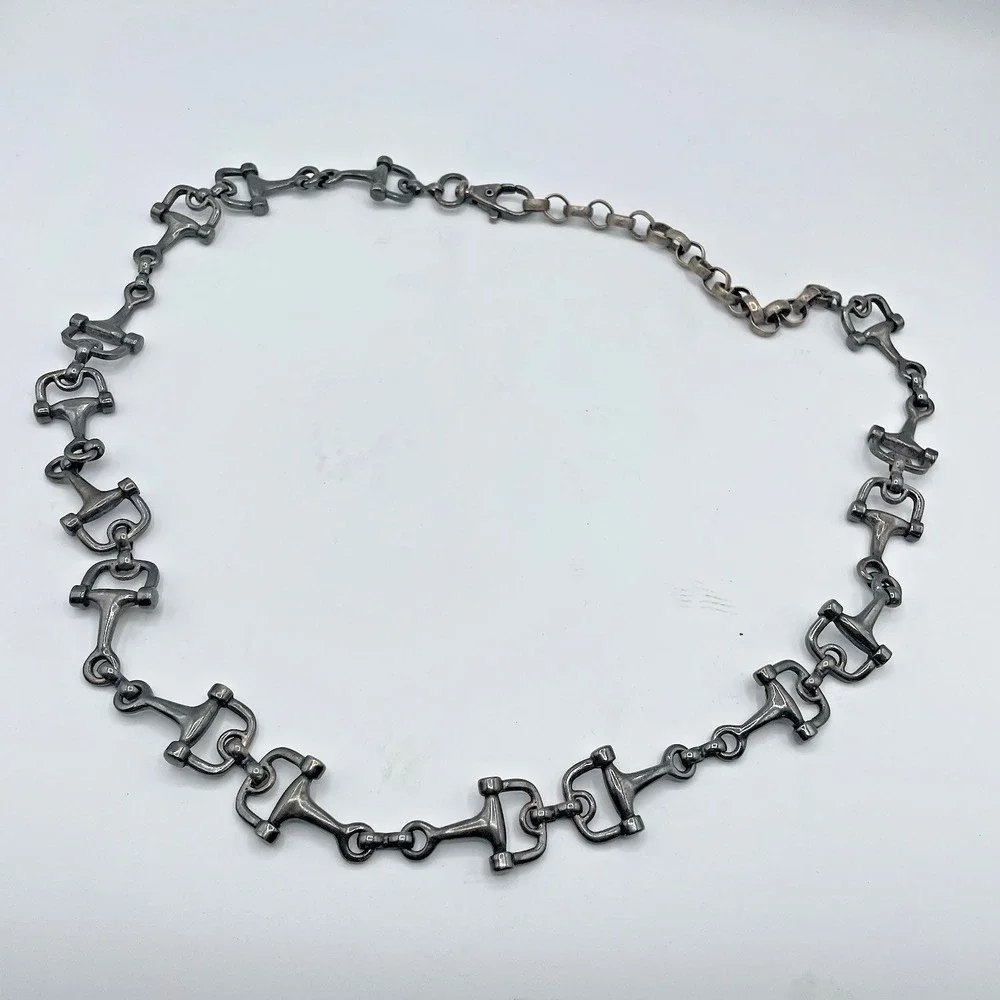 Vintage Horse Snaffle Horse Bit Belt 38 inches Gun Metal Equestrian Boho Classic